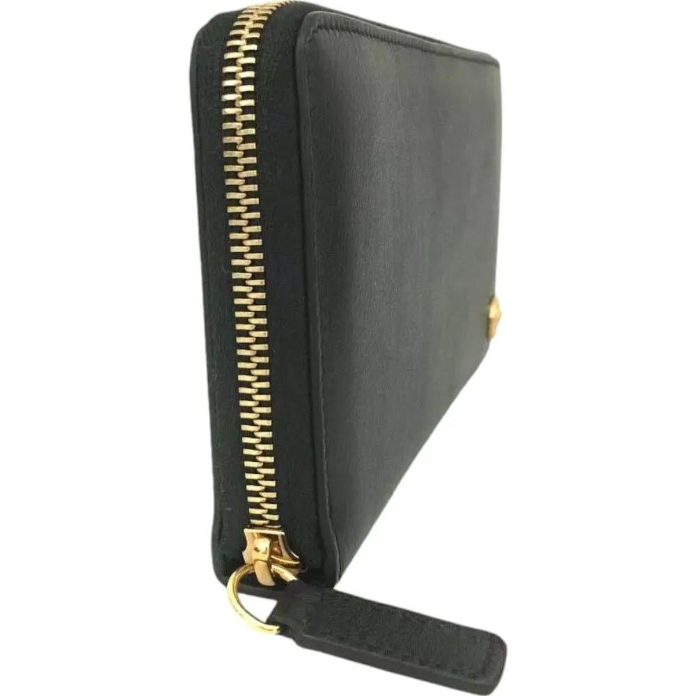 039252BB (X3) Versace Wallet Long Black Leather