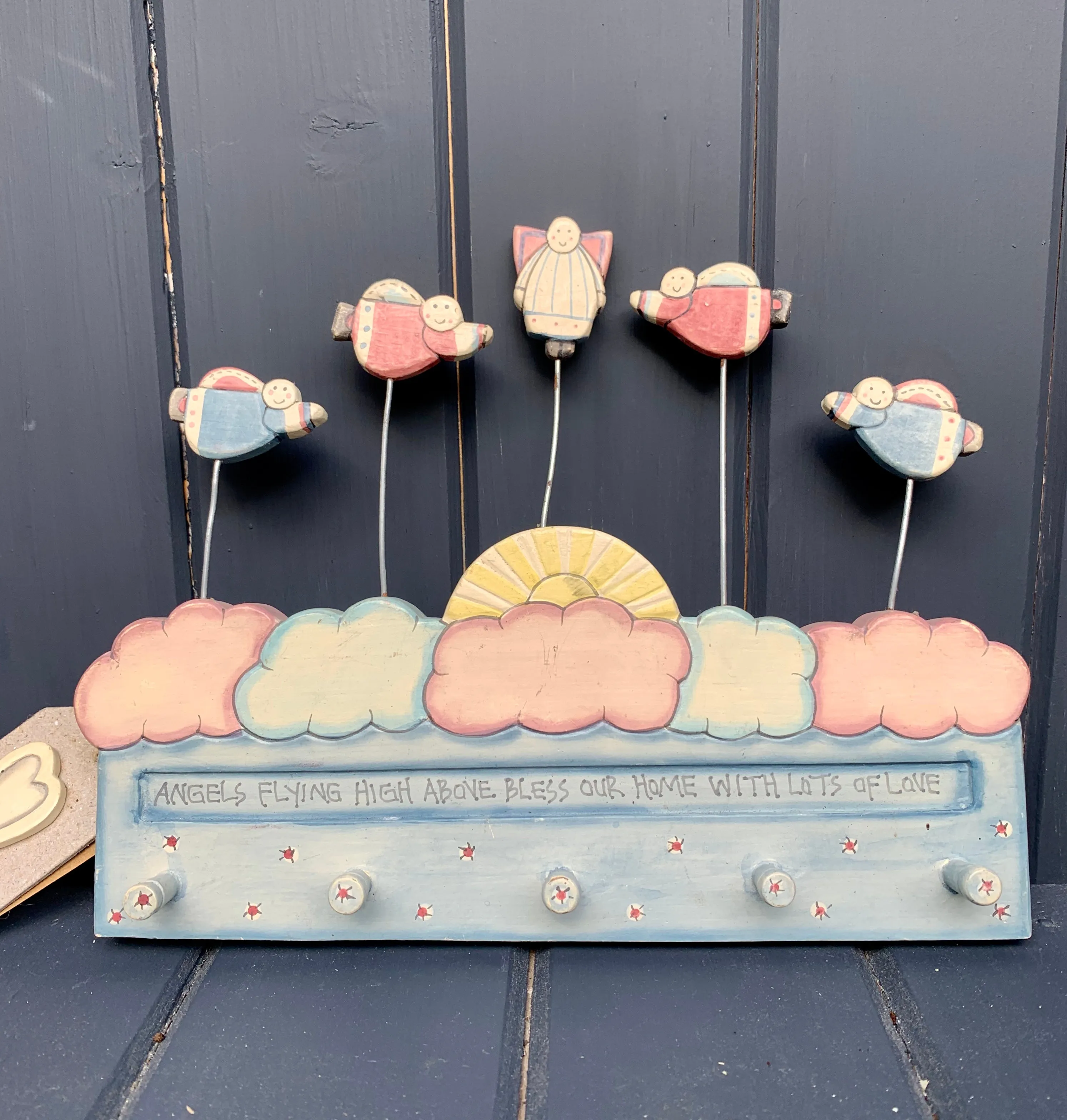 5 Angles flying keys Plaque In Wood by East Of India