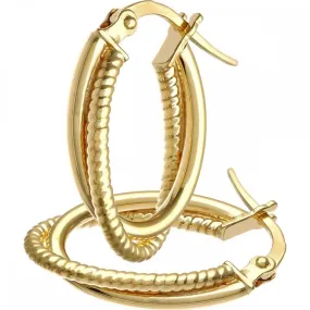9ct Yellow Gold Entwined Hoop Earrings