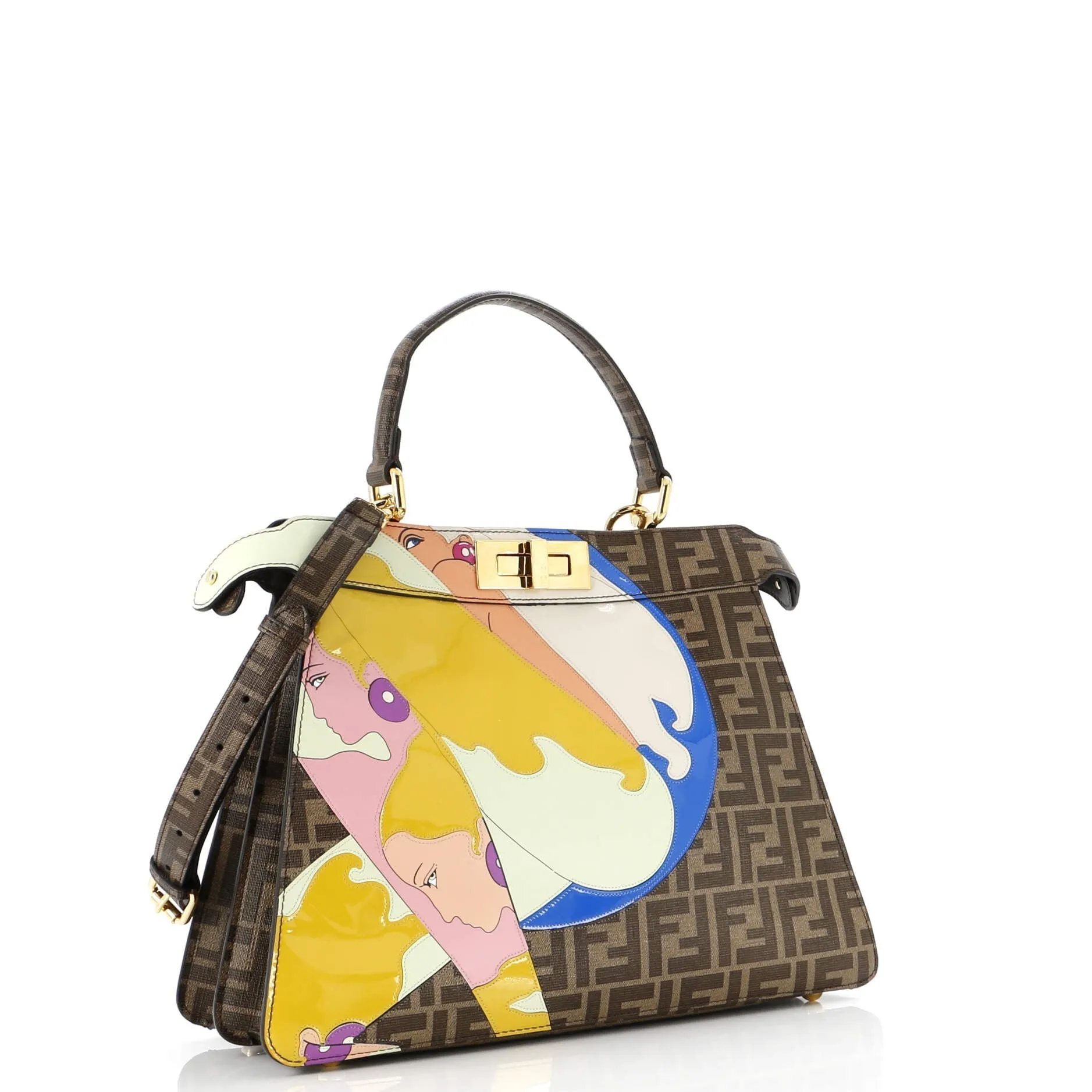 Antonio Lopez Peekaboo ISeeU Bag Zucca Coated Canvas with Printed Leather Inlay Medium