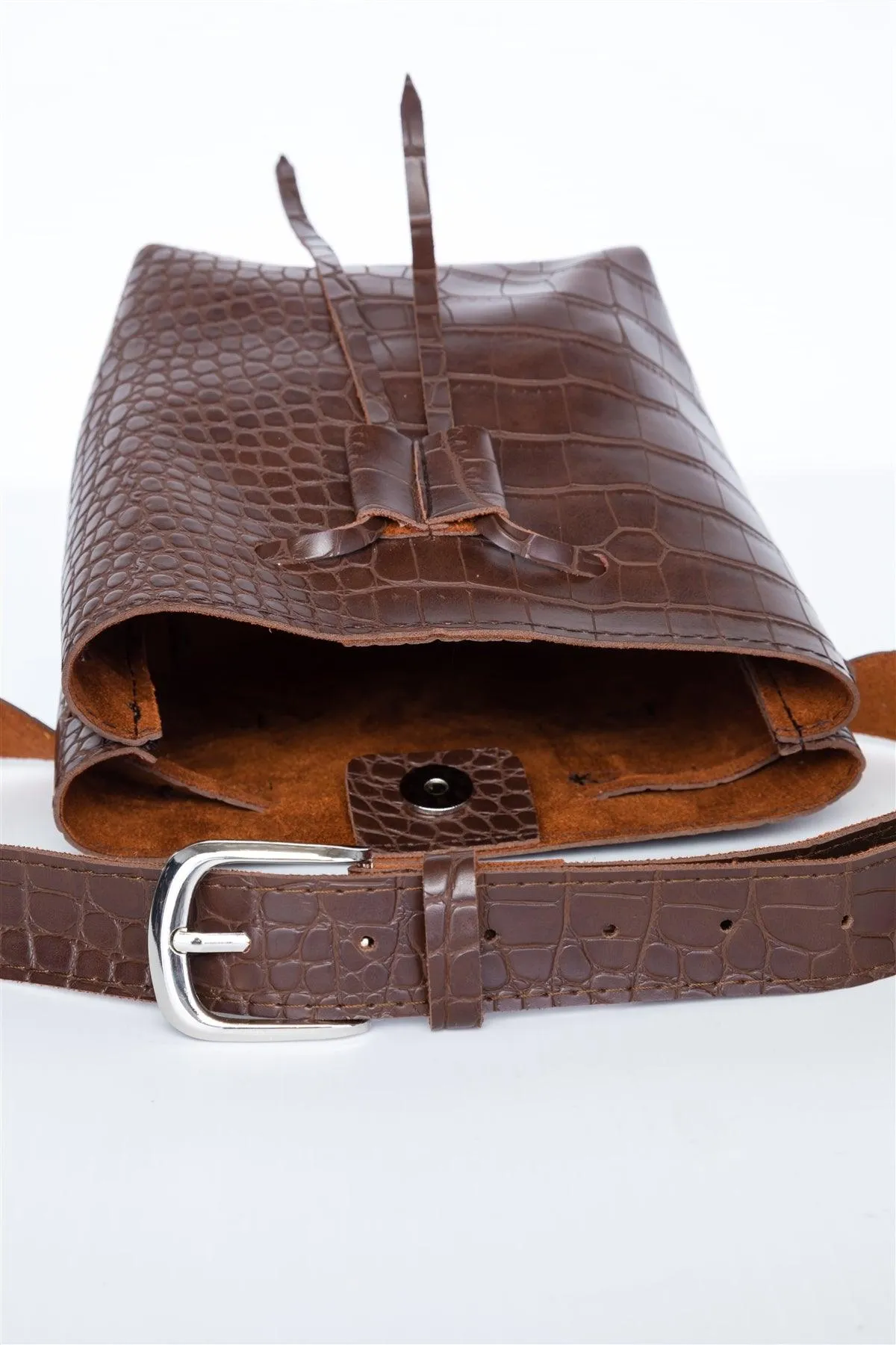 Brown Croc Effect Belt /4 Pieces