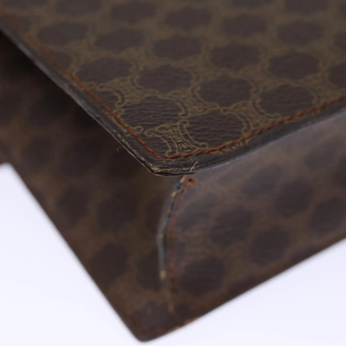 CELINE Macadam Canvas Clutch Bag PVC Brown Auth bs13995