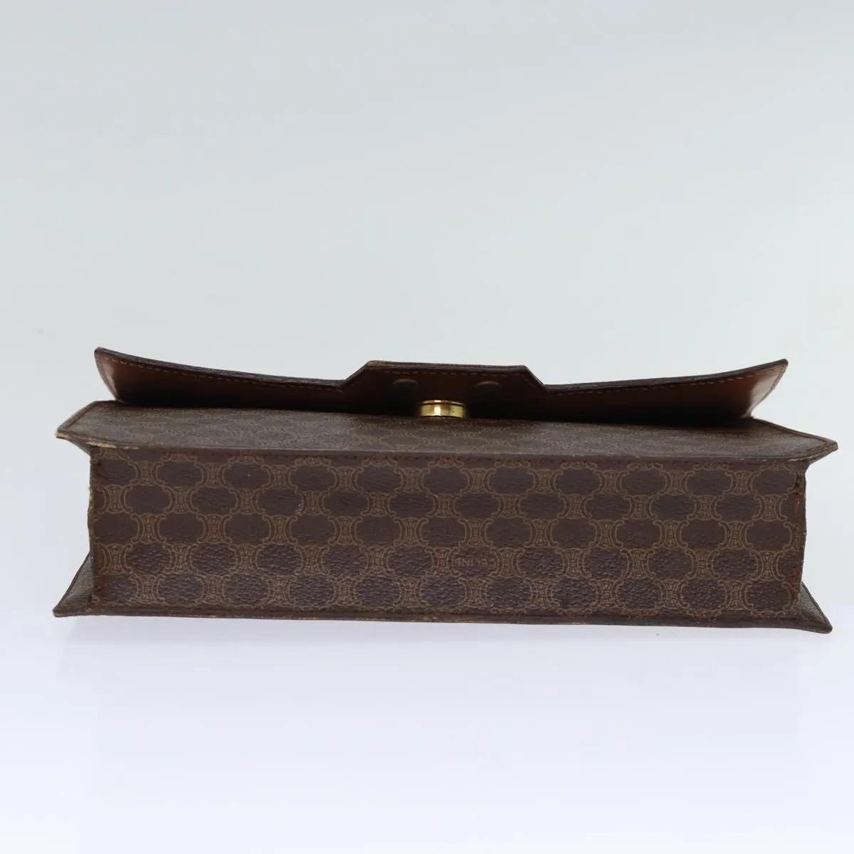 CELINE Macadam Canvas Clutch Bag PVC Brown Auth bs13995