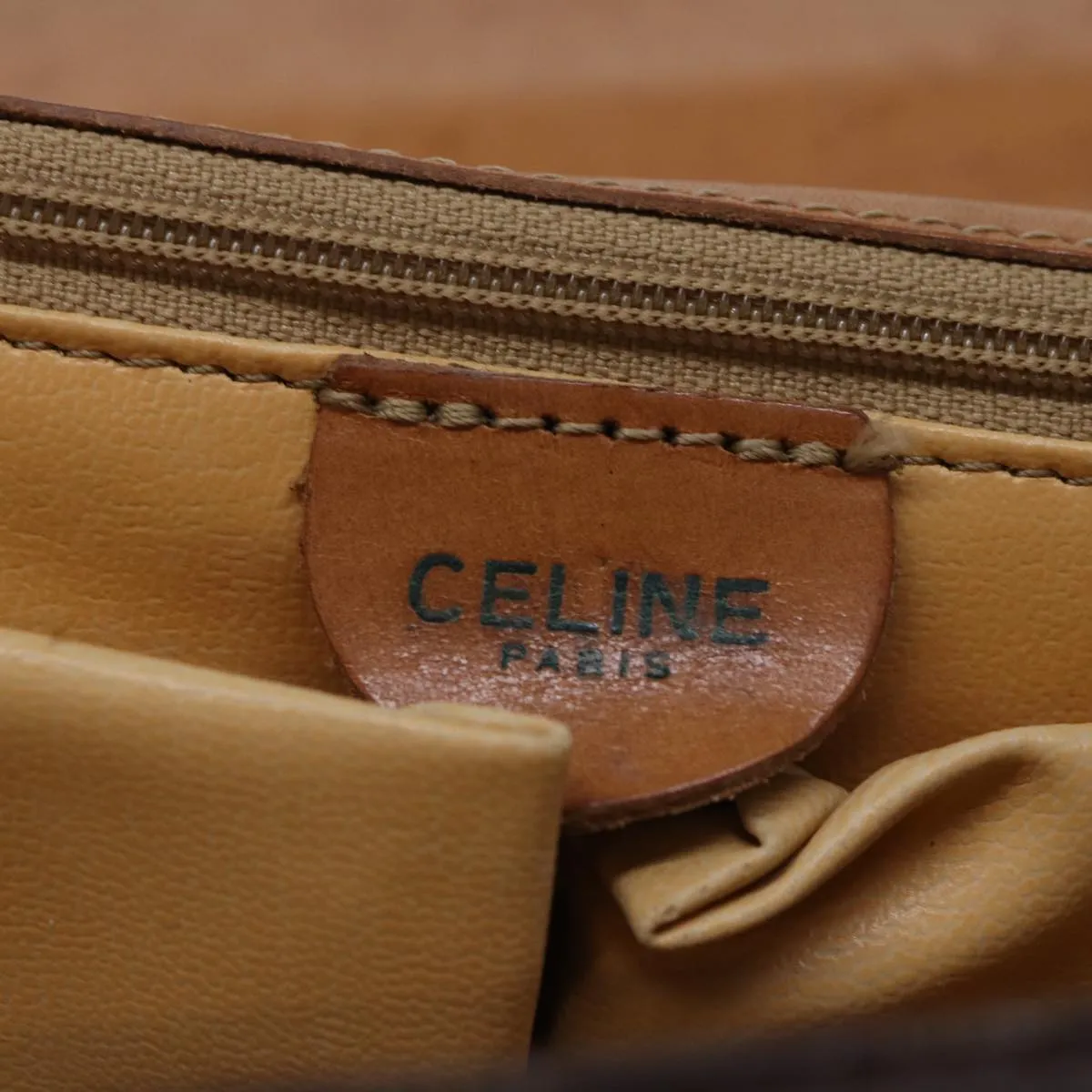 CELINE Macadam Canvas Clutch Bag PVC Brown Auth bs13995