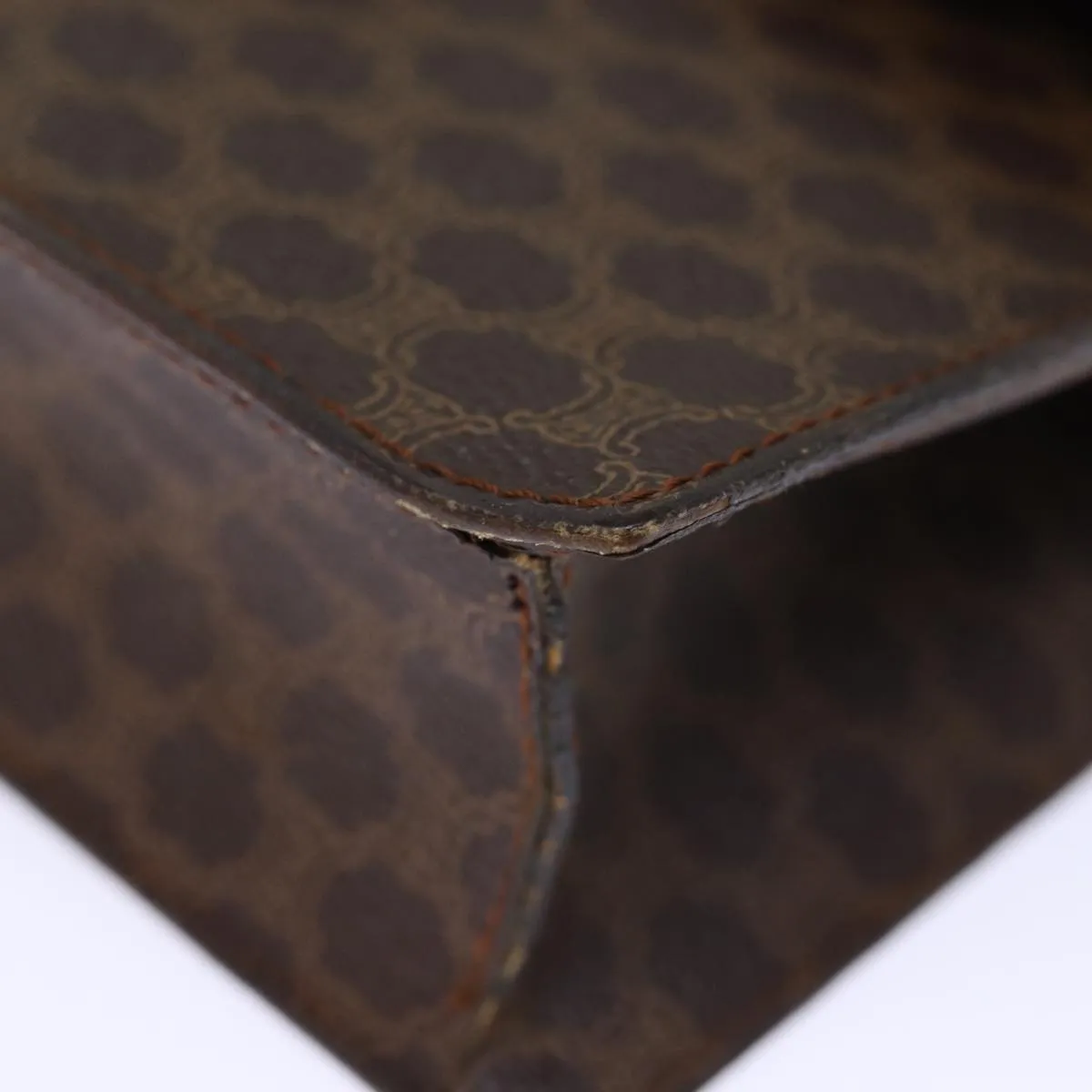 CELINE Macadam Canvas Clutch Bag PVC Brown Auth bs13995