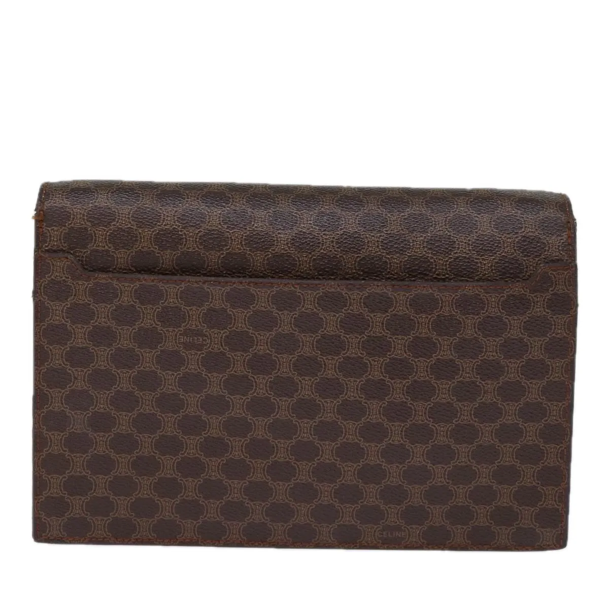 CELINE Macadam Canvas Clutch Bag PVC Brown Auth bs13995