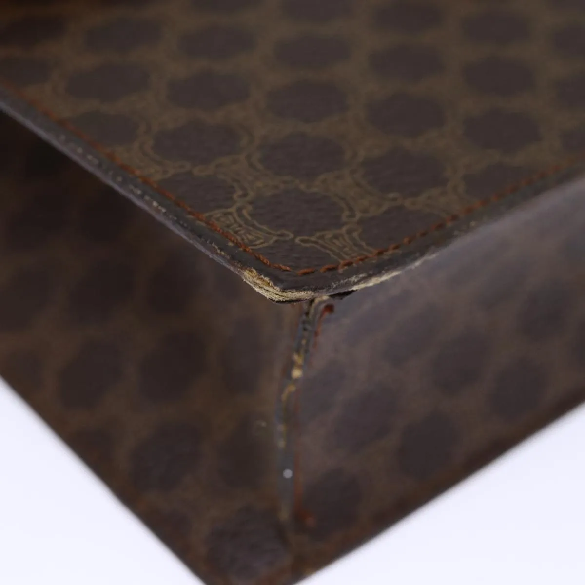 CELINE Macadam Canvas Clutch Bag PVC Brown Auth bs13995