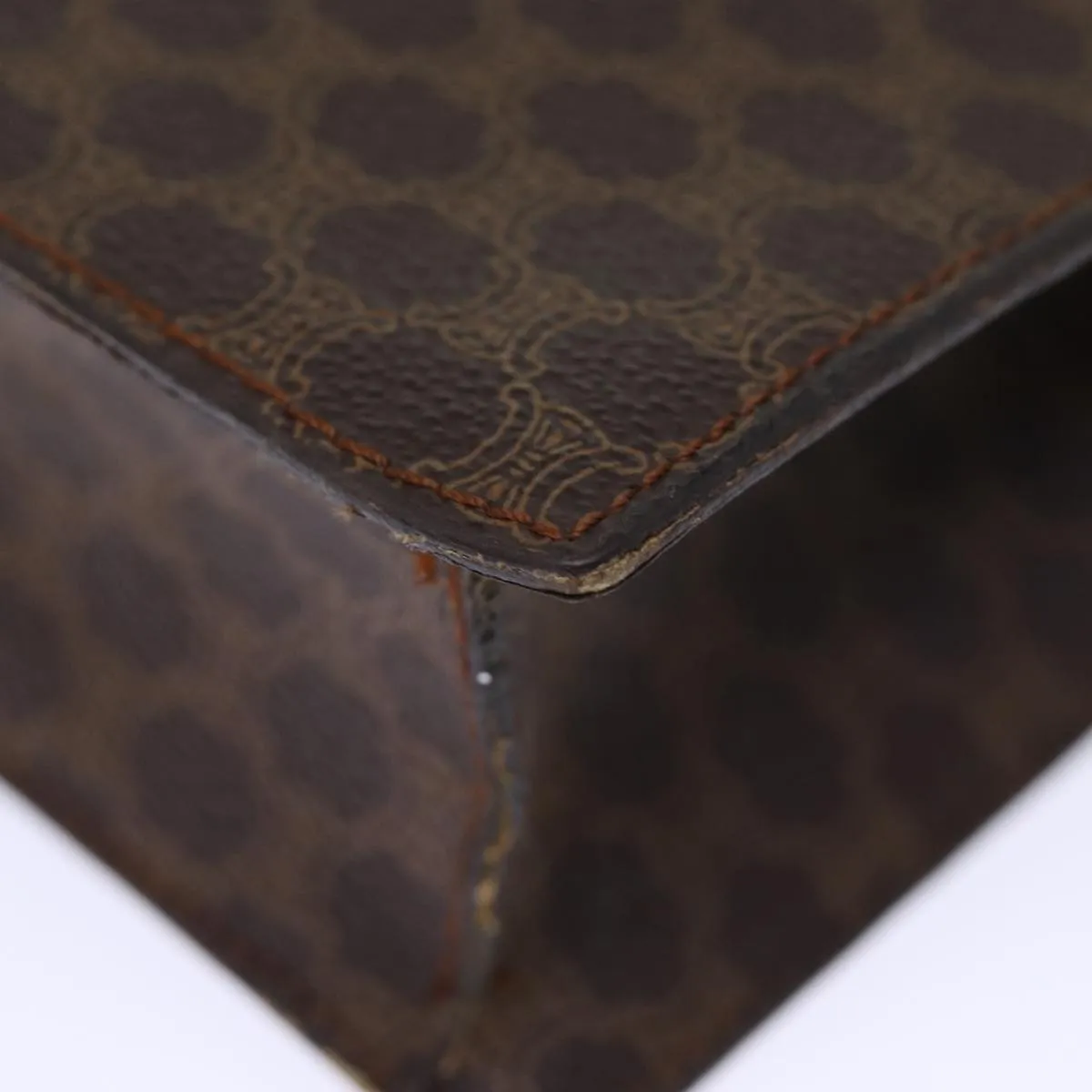 CELINE Macadam Canvas Clutch Bag PVC Brown Auth bs13995