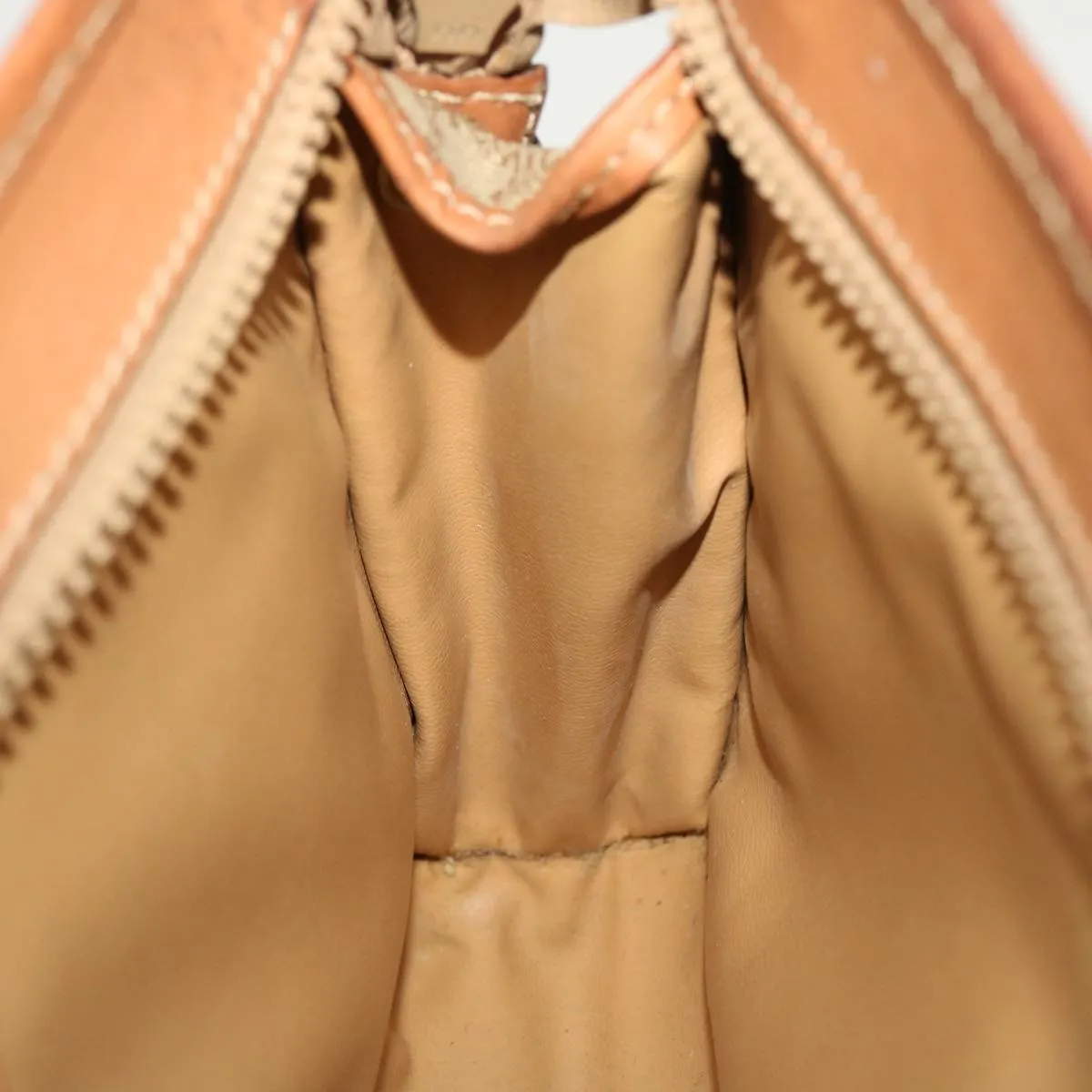 CELINE Macadam Canvas Clutch Bag PVC Leather Beige Auth 45077