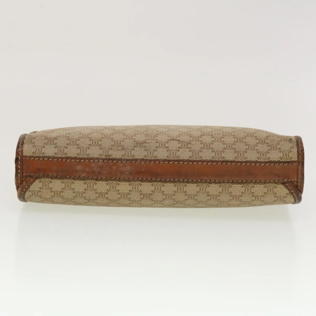 CELINE Macadam Canvas Clutch Bag PVC Leather Beige Auth 45077