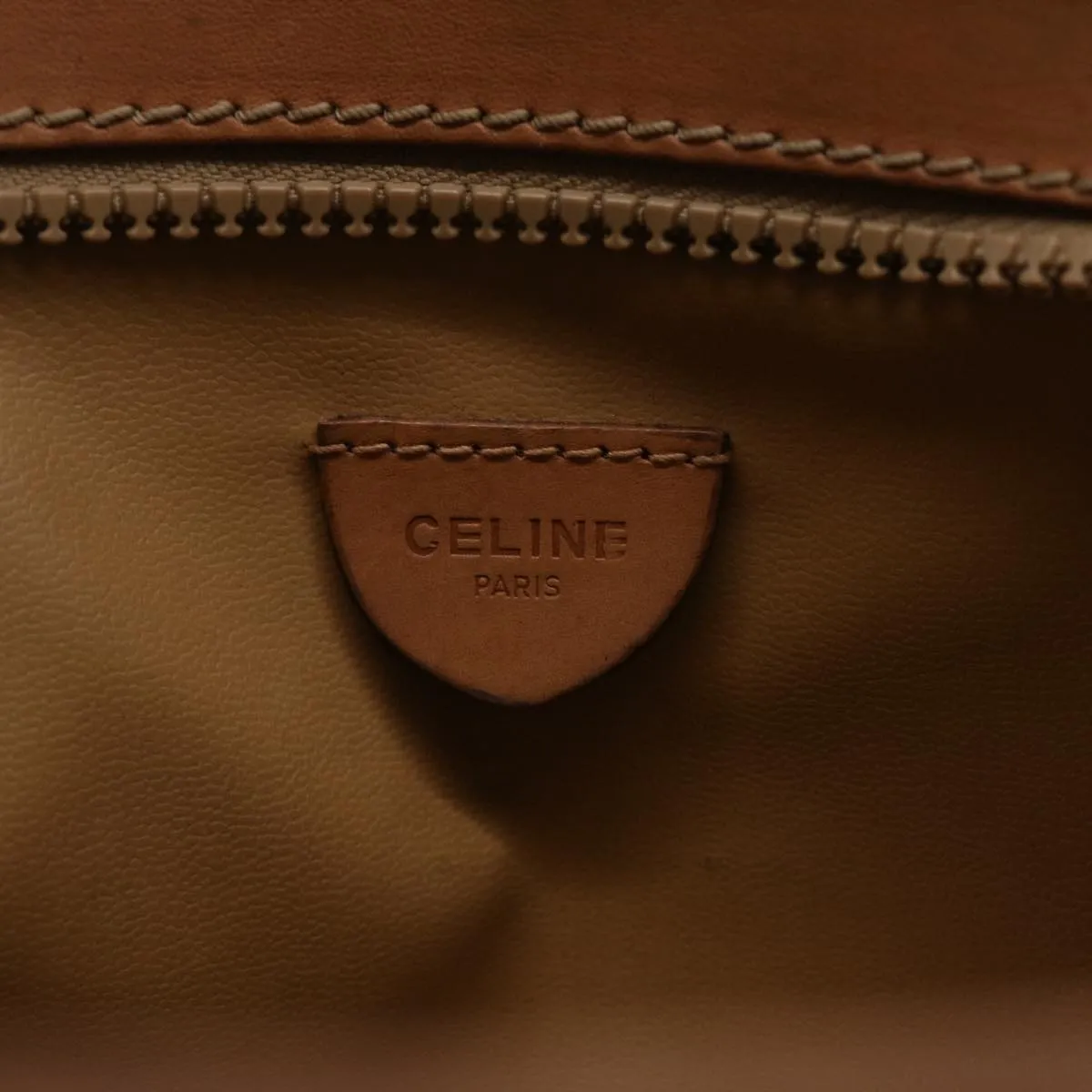 CELINE Macadam Canvas Clutch Bag PVC Leather Beige Auth 45077