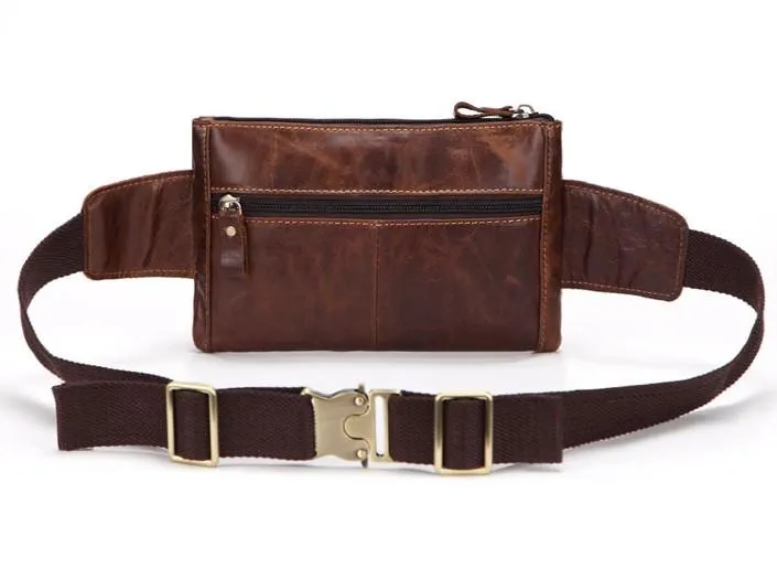 Cool and Retro Dark Brown and Brown LEATHER MENS FANNY PACK FOR MEN BUMBAG Vintage WAIST BAGS