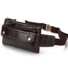 Cool and Retro Dark Brown and Brown LEATHER MENS FANNY PACK FOR MEN BUMBAG Vintage WAIST BAGS