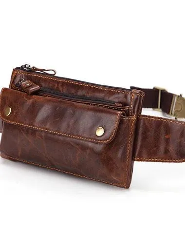 Cool and Retro Dark Brown and Brown LEATHER MENS FANNY PACK FOR MEN BUMBAG Vintage WAIST BAGS
