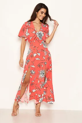 Coral Bell Sleeve V-neck Dress