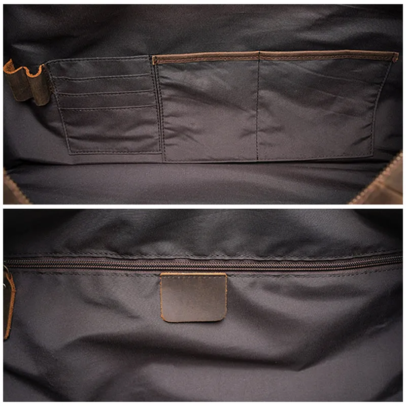 Crazy Horse Leather Duffle Bag Handmade Mens Leather Travel Bag Leather Tote Luggage Bag
