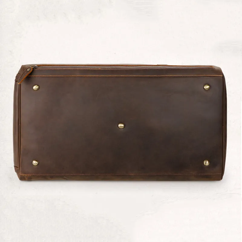 Crazy Horse Leather Duffle Bag Handmade Mens Leather Travel Bag Leather Tote Luggage Bag