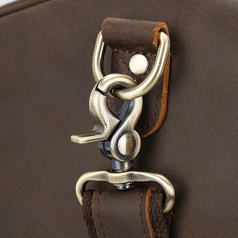 Crazy Horse Leather Duffle Bag Handmade Mens Leather Travel Bag Leather Tote Luggage Bag