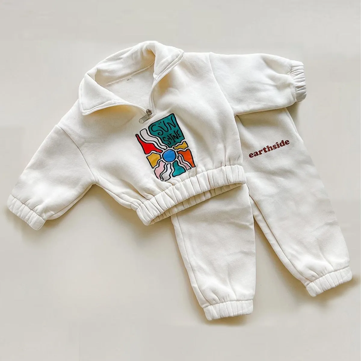 Earth Day Tracksuit Set  Half-Zip Fleece  - Lavender Purple