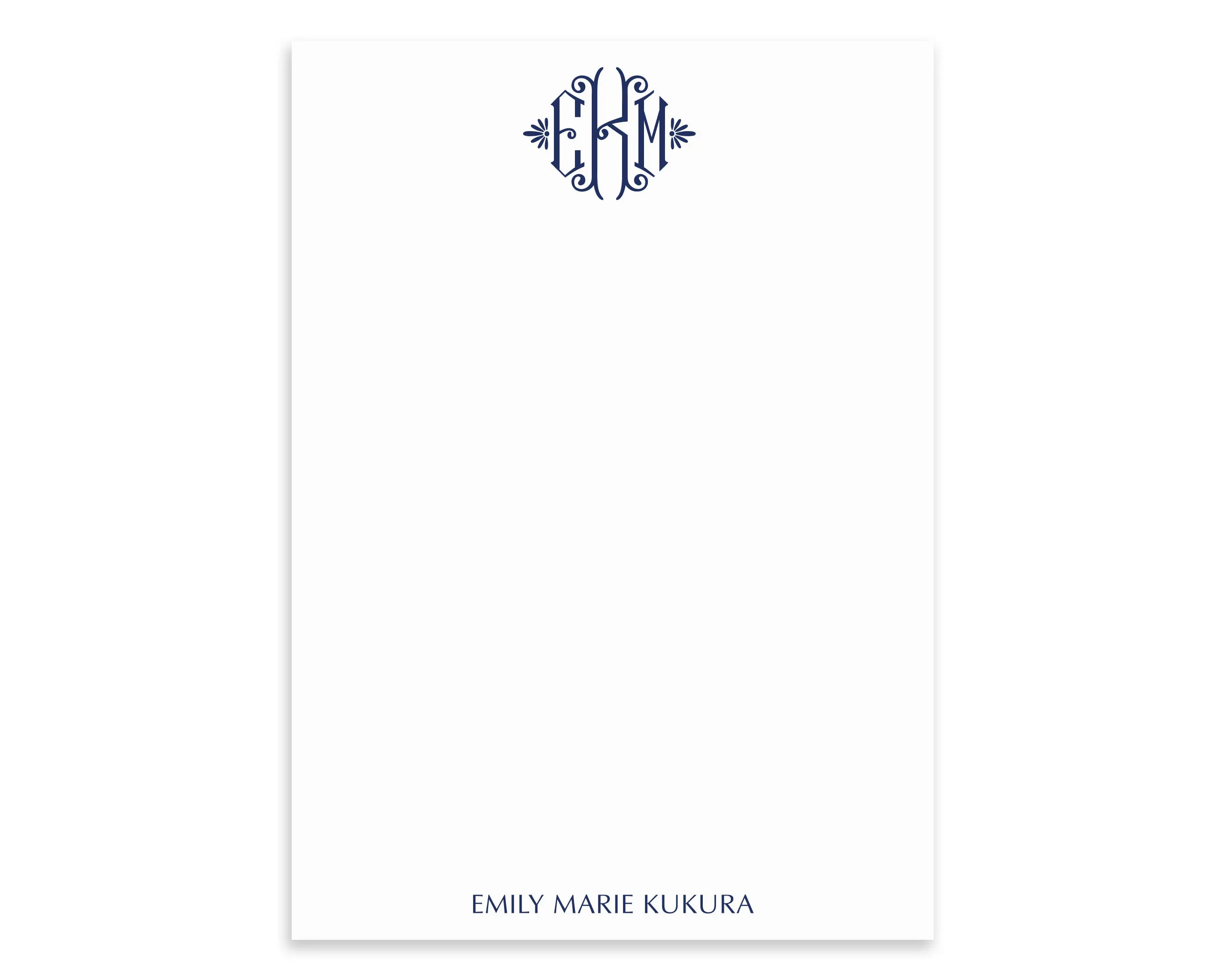 Elegant Monogrammed Notepad, Customized Notepad Personalized Gifts