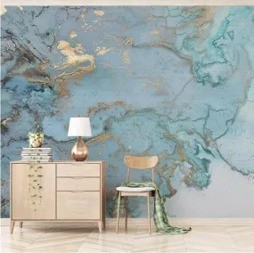 Fashion Wallpaper Mural Blue Gilding Texture Wallcovering (㎡)