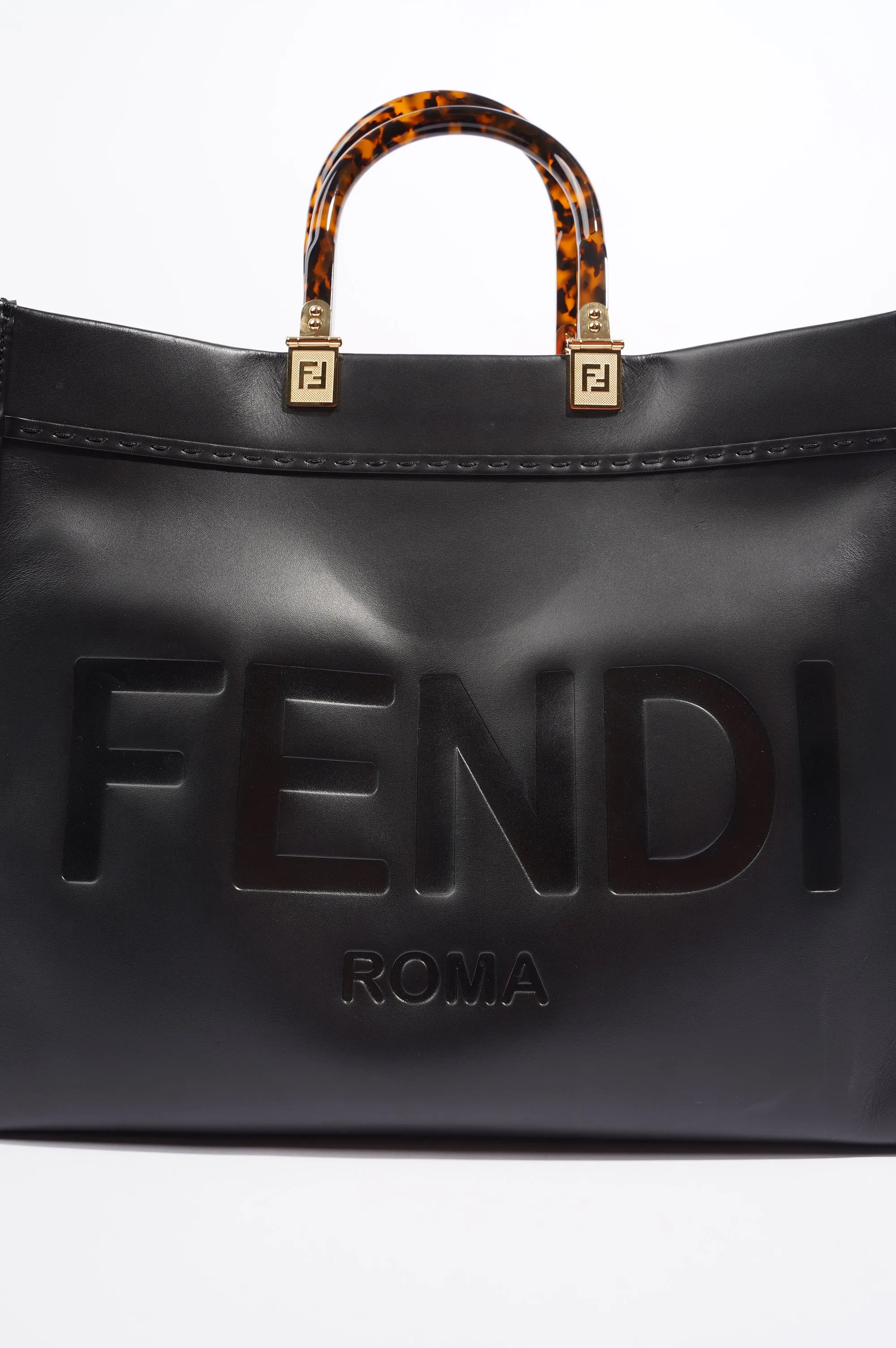 Fendi Womens Sunshine Shopping Bag Black Medium
