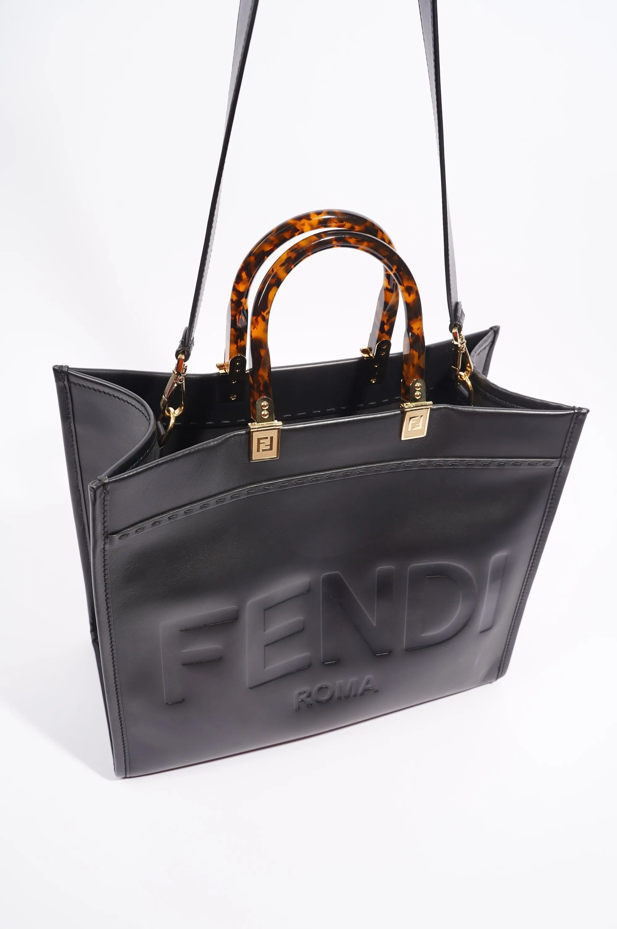 Fendi Womens Sunshine Shopping Bag Black Medium