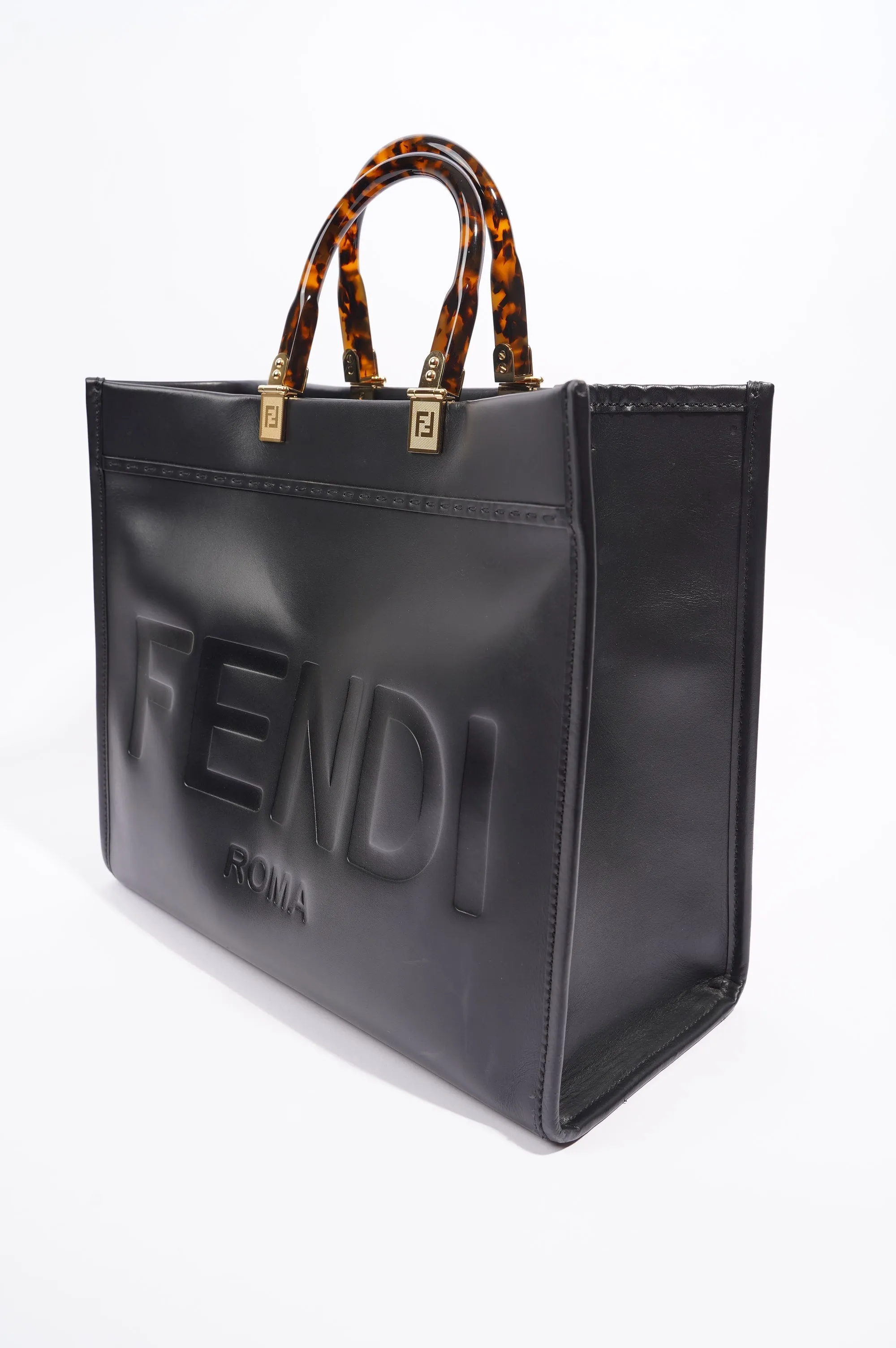 Fendi Womens Sunshine Shopping Bag Black Medium