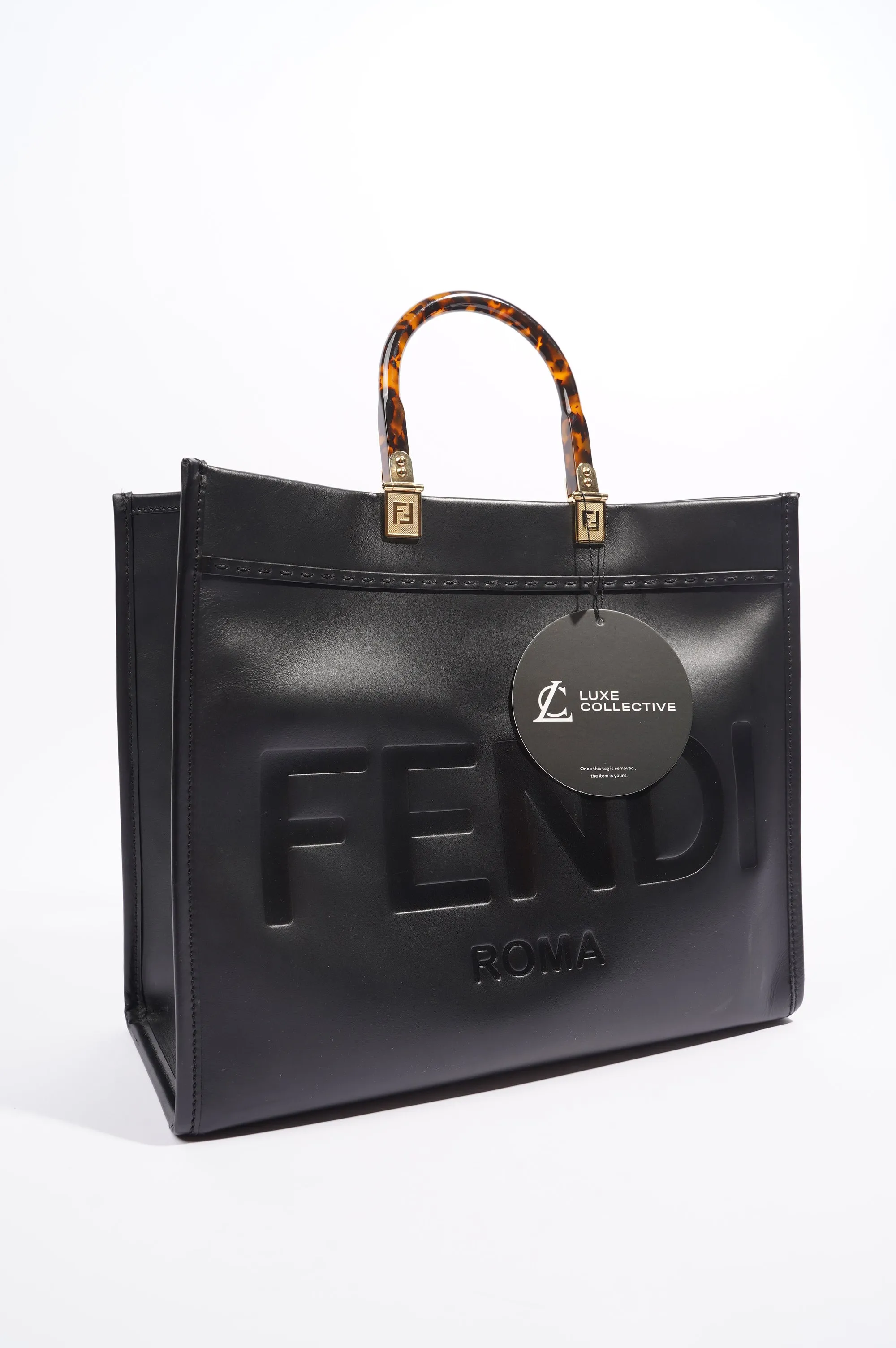 Fendi Womens Sunshine Shopping Bag Black Medium