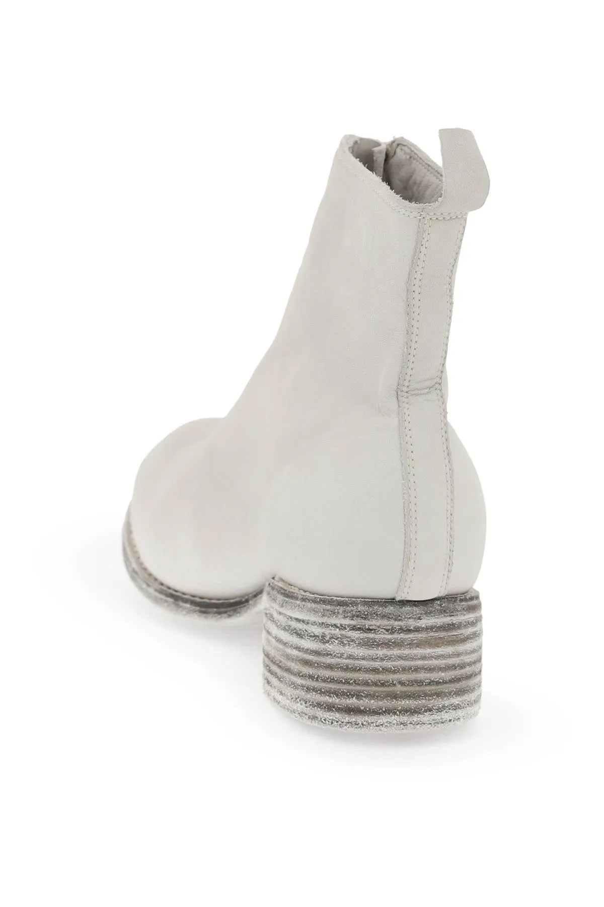 front zip leather ankle boots