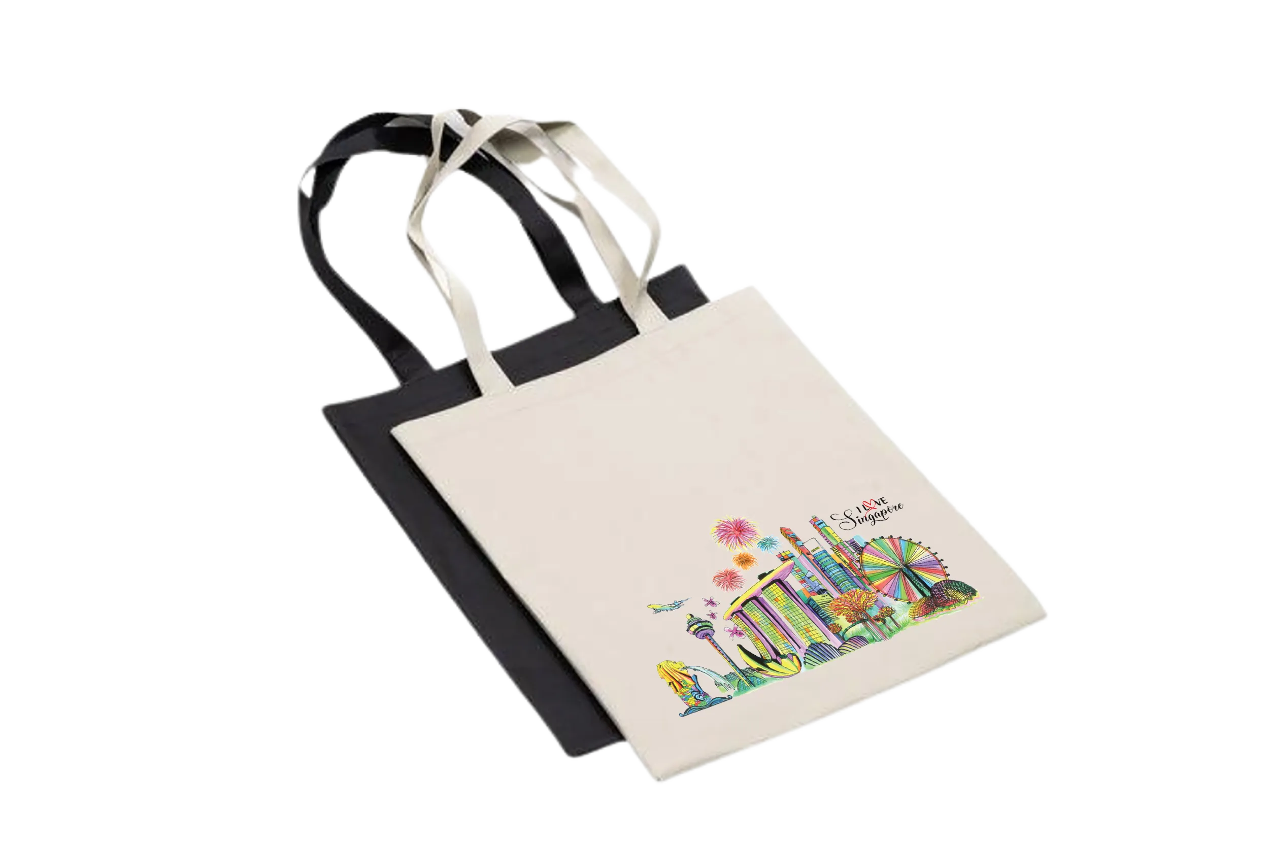 Full Colour Singapore Design 600D Tote Bag