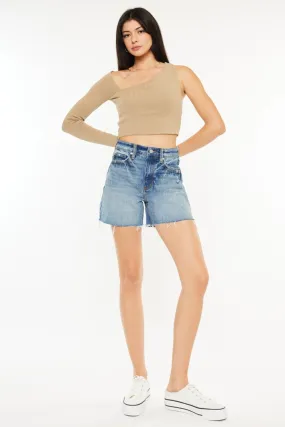 Full Size Raw Hem High Waist Denim Shorts