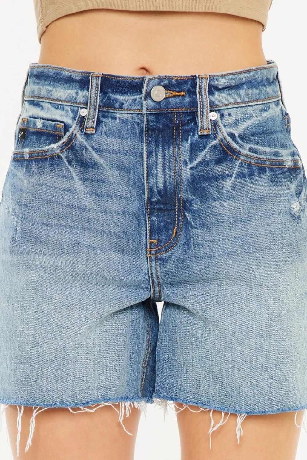 Full Size Raw Hem High Waist Denim Shorts