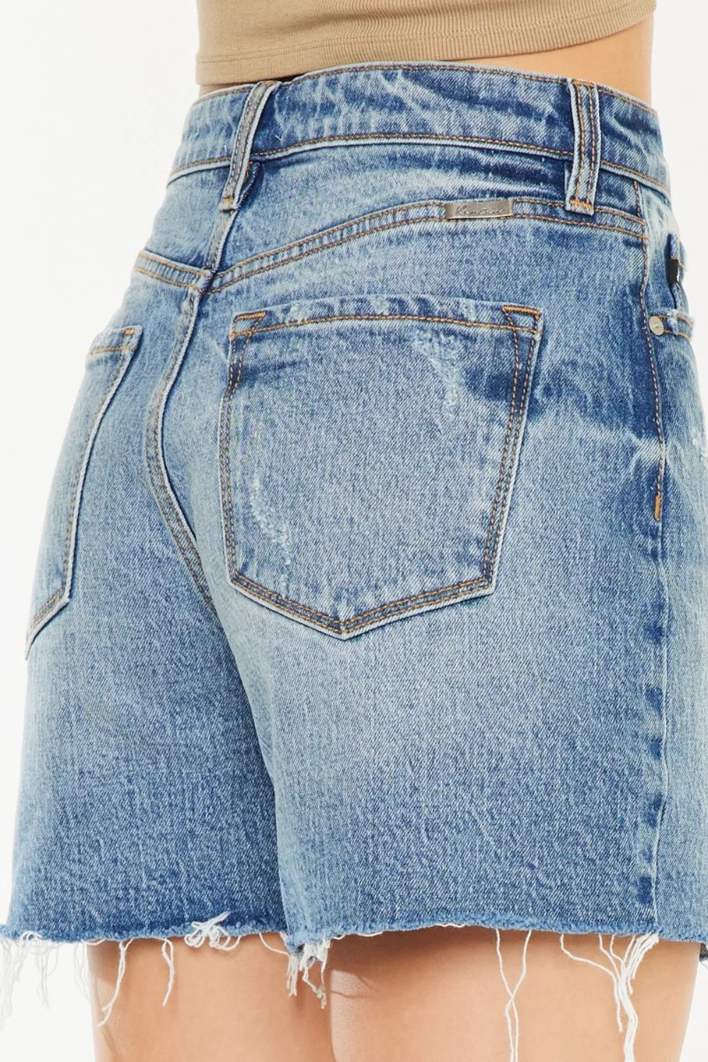 Full Size Raw Hem High Waist Denim Shorts