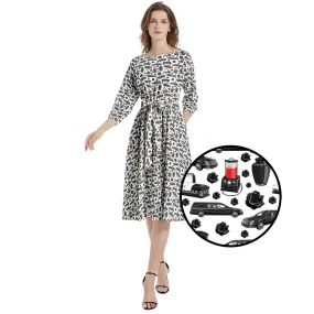 FUNeral Blackout - Boat Neck Belted Flared Dress