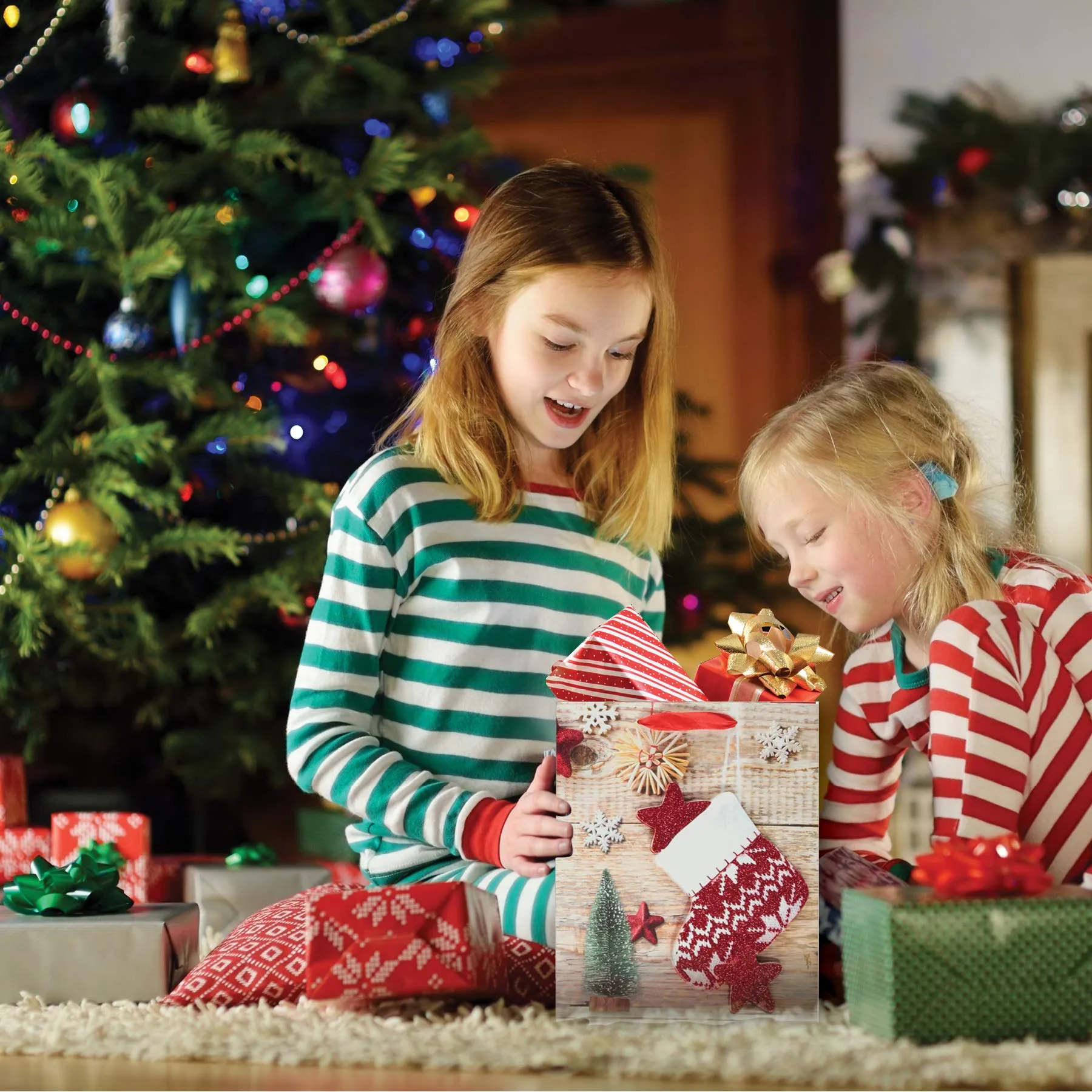 Gift Bags for Christmas - Quality Xmas Gift Bags for Gift Giving - Bulk Mega Pack of 12