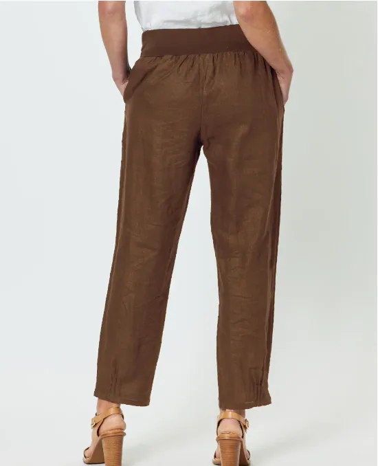 GS Ribbed Waist Linen Pant