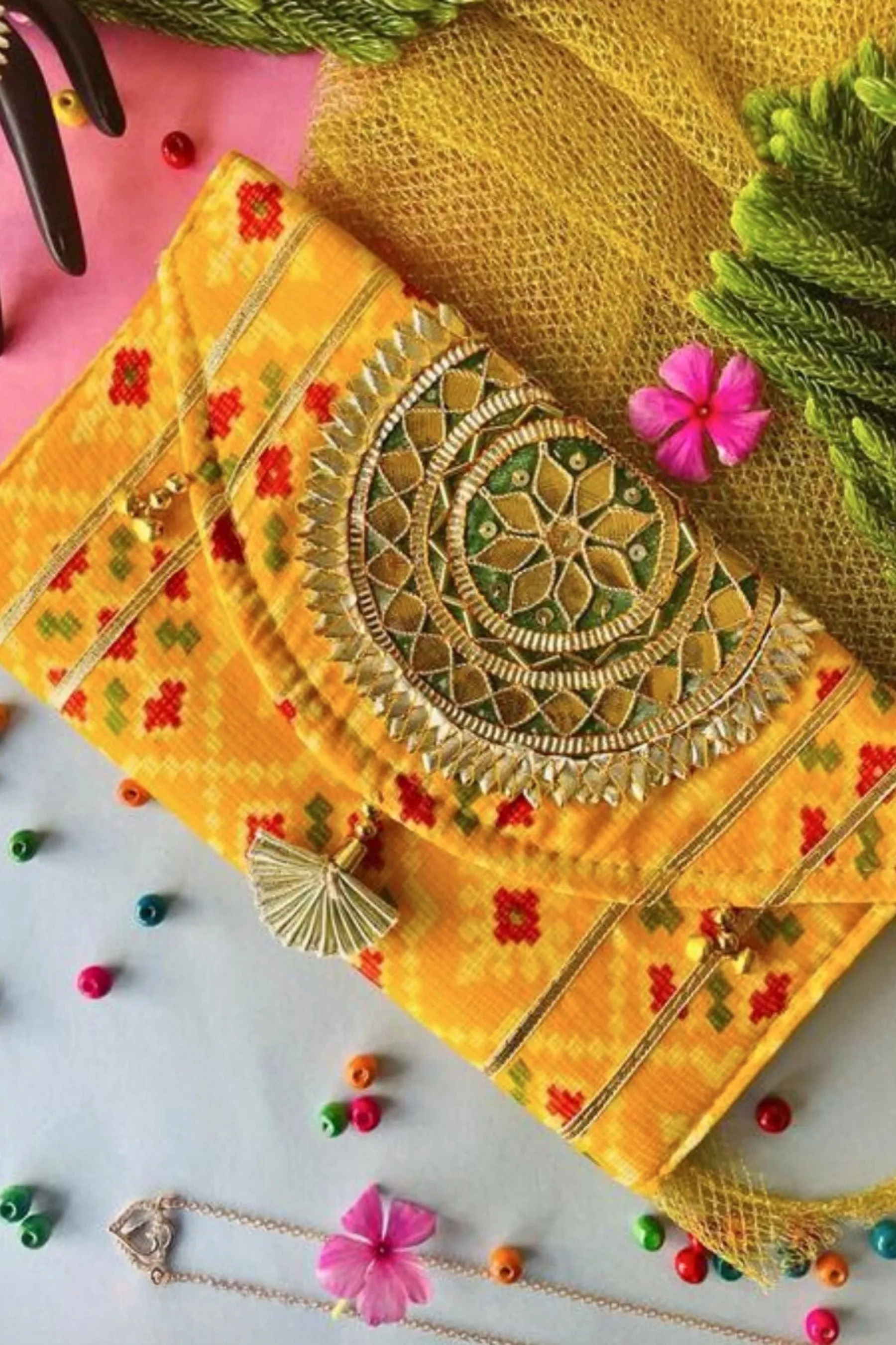 Hand-Embroidered Fabric Clutch Bag: Traditional for Special Festivities