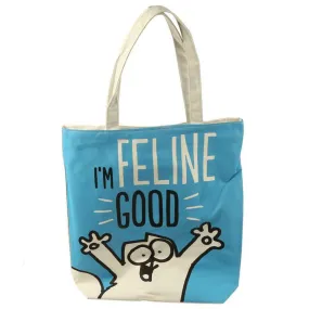 Handy Cotton Zip Up Shopping Bag - Simon's Cat Design - I'm Feline Fine!