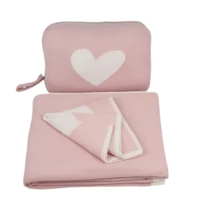 Heart Pink Pearl/ Ivory Blanket set