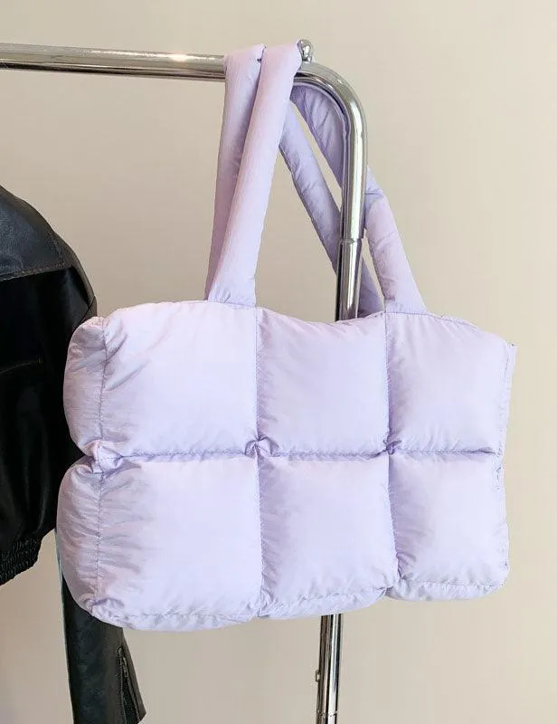 Ladies Puff Solid Color Padded Cloud Tote Bag SKAB4134