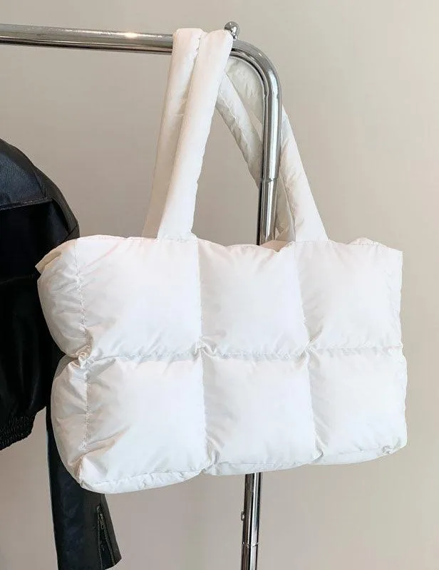 Ladies Puff Solid Color Padded Cloud Tote Bag SKAB4134