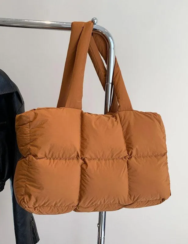 Ladies Puff Solid Color Padded Cloud Tote Bag SKAB4134