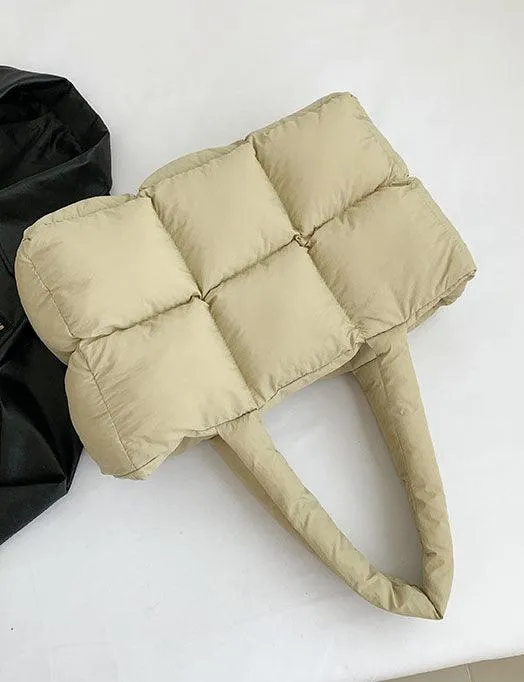 Ladies Puff Solid Color Padded Cloud Tote Bag SKAB4134