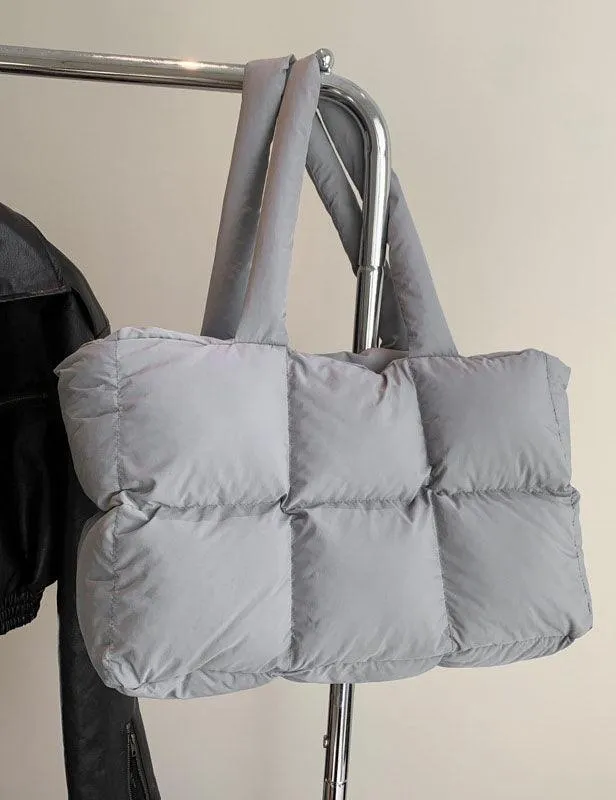 Ladies Puff Solid Color Padded Cloud Tote Bag SKAB4134