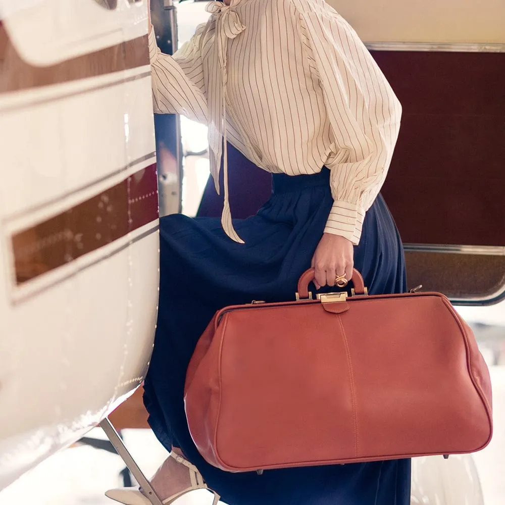 Large Leather Gladstone Holdall - Light Tan