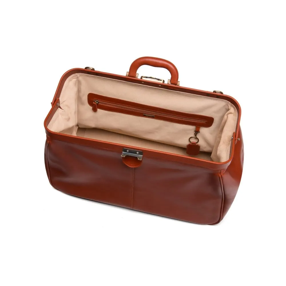 Large Leather Gladstone Holdall - Light Tan