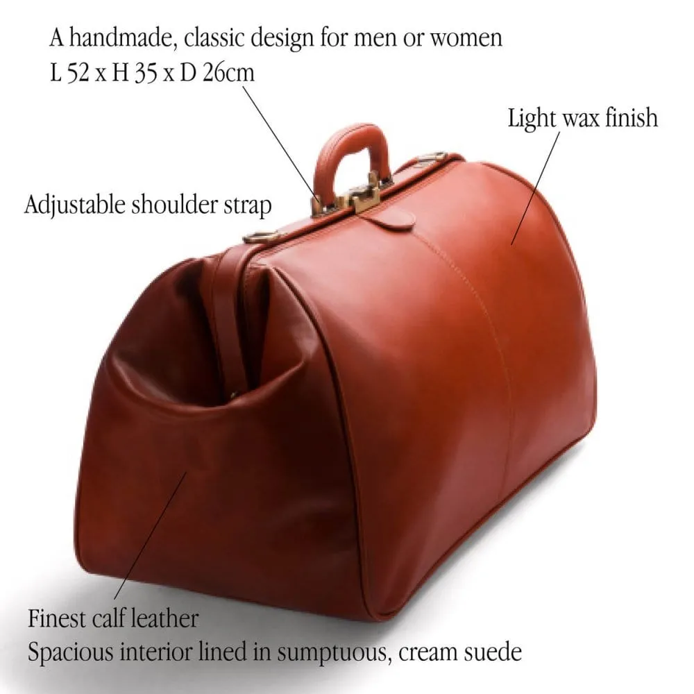 Large Leather Gladstone Holdall - Light Tan