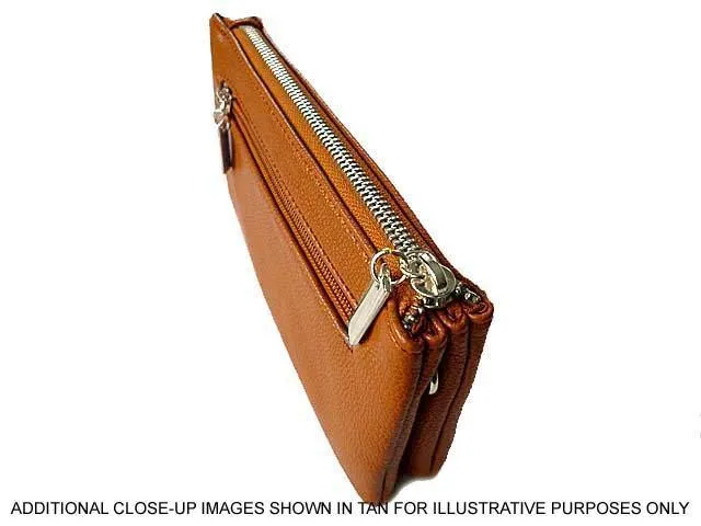 LARGE MULTI-COMPARTMENT CROSS-BODY PURSE BAG WITH WRIST AND LONG STRAPS - ORANGE