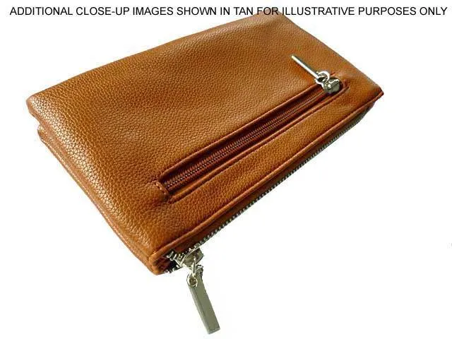 LARGE MULTI-COMPARTMENT CROSS-BODY PURSE BAG WITH WRIST AND LONG STRAPS - ORANGE